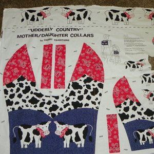 Vintage Cow Country Scarf Scrap Panel Fabric